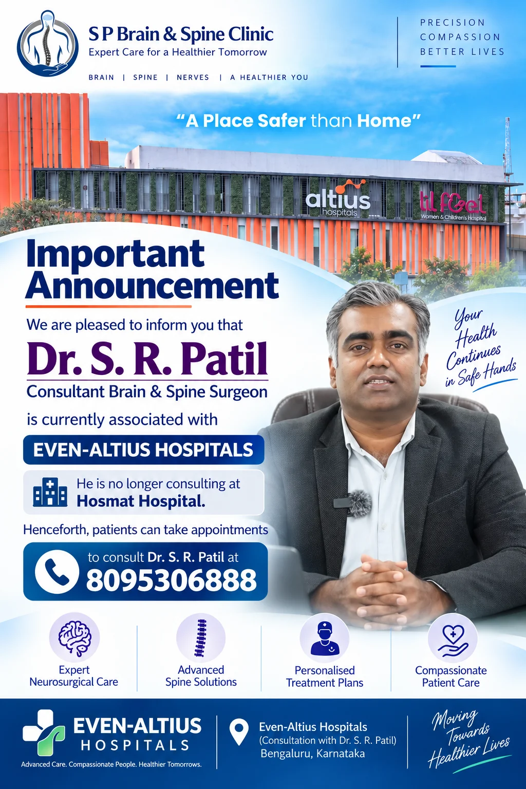 Dr. S. R. Patil – Consultant Brain & Spine Surgeon at Even-Altius Hospitals